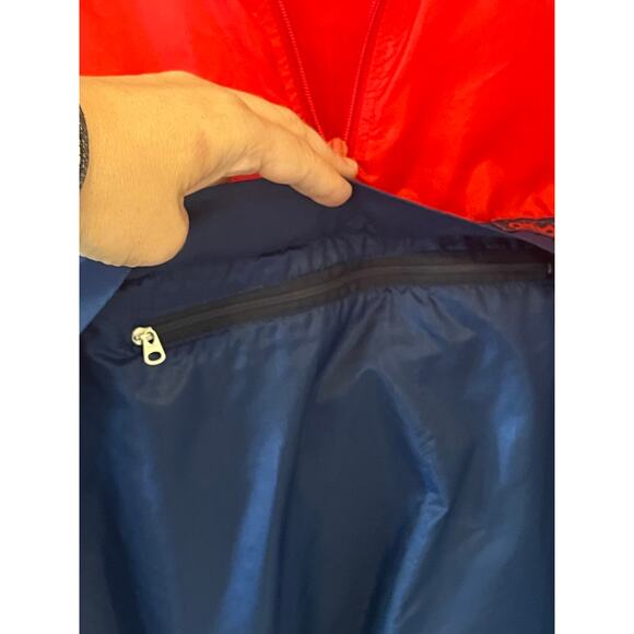 Men's Vintage 80s Adidas Red & Blue 1/4 Zip Packable Windbreaker Jacket Sz Med - Picture 6 of 6